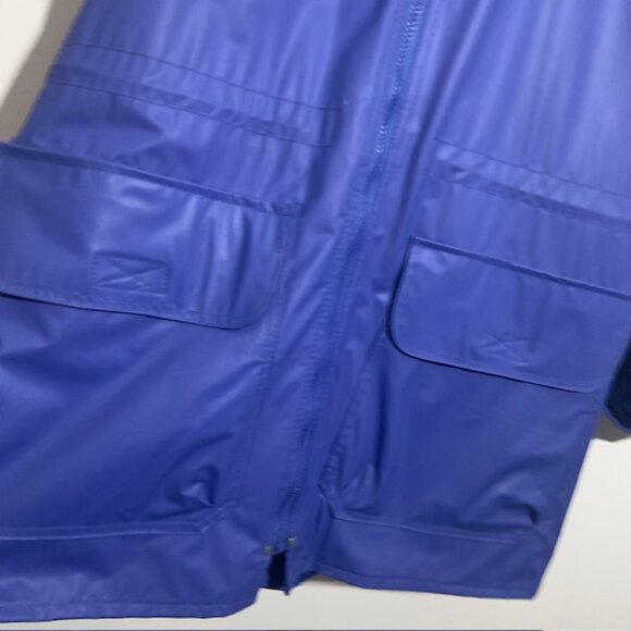 Totes Blue Hooded Coastal Granny Gorpcore Rain Jacket Gingham Lining - Size M - Picture 2 of 9